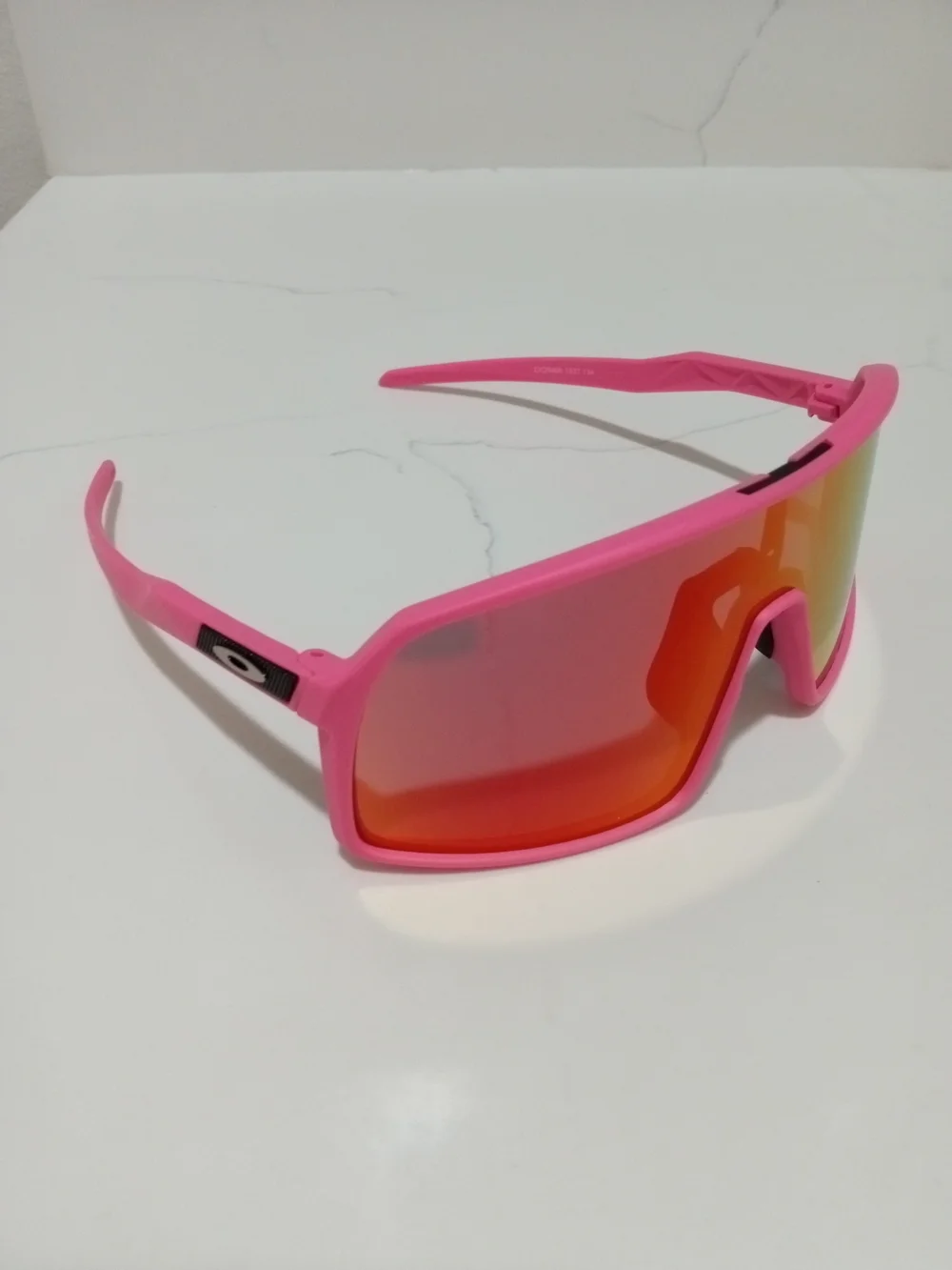 Oakley Pink Shield Sunglasses with Orange-Red Mirror Lens